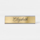 Light Gold Foil Stilvolle Monoline Script Schreibtischnamensplakette (Vorderseite )