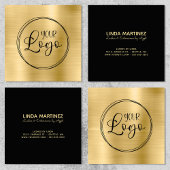 Light Gold Foil Your Business Logo Here Quadratische Visitenkarte