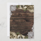 Light Gold Glam Floral Rose Rustikale Holzspitze Einladung (Rückseite)