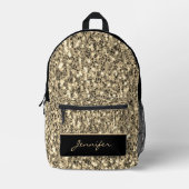 Light Gold Glitzer Glitzern Black Individuelle Nam Bedruckter Rucksack (Vorderseite)