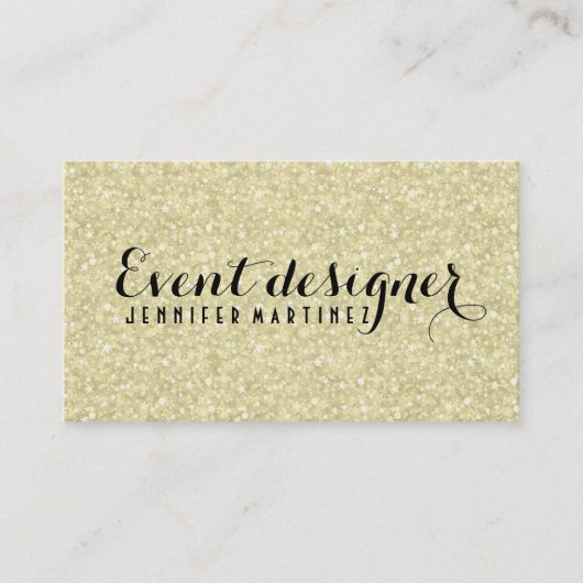 Light Gold Glitzer und Glitzern Event Designer Visitenkarte (Vorderseite)