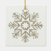 Light Gold Glitzern Snowflake Family White Keramikornament (Rückseite)