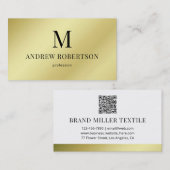 Light Gold Imitate Metallic QR Code Monogram Visitenkarte (Vorne/Hinten)