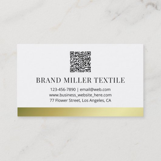 Light Gold Imitate Metallic QR Code Monogram Visitenkarte (Rückseite)