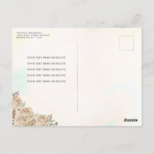 Light Gold Kupfer BlumenPrinzessin Quinceañera UAW Postkarte (Rückseite)