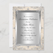 Light Gold Pearl Vintag Glamour Quinceanera Einladung (Rückseite)