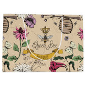 Light Gold Queen Bee Crown Große Geschenktüte (Rückseite)