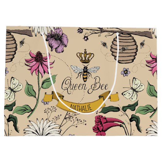 Light Gold Queen Bee Crown Große Geschenktüte (Rückseite)