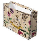 Light Gold Queen Bee Crown Große Geschenktüte (Vorderseite Schrägansicht)