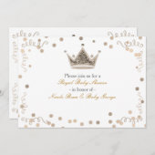 Light Gold Royal Crown & Confetti Party Einladung (Vorne/Hinten)