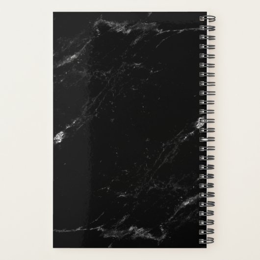 Light Gold World Map auf schwarzem Marmor Planer (Rückseite)