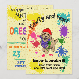 Light Goldendoodle Hund Art Geburtstagsparty Einladung