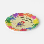 Light Goldendoodle Hund Fun Paint Party Pappteller (Schrägansicht)