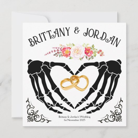 Light Gothic Skeleton Hands RSVP Card Einladung (Vorderseite)