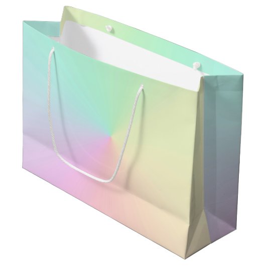 Light Gradient Ombre Rainbow Pastel Ästhetik Große Geschenktüte (Vorderseite Schrägansicht)