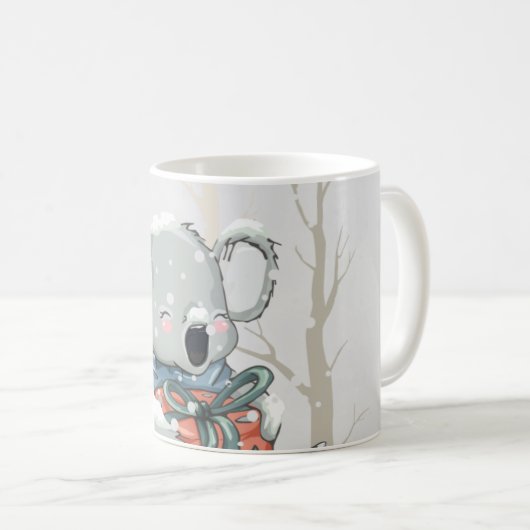Light Grau Niedlich Koala in Snowfall Tasse (VorderseiteRechts)