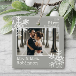 Light Gray 1. Weihnachten Mr. & Mrs. Foto Keramikornament