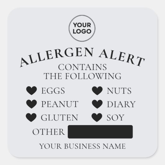 Light Gray Allergy Alert Bakery Cake Food Sticker (Vorderseite)