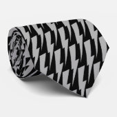 Light Gray and Black Lightning Bolt Necktie Krawatte (Gerollt)