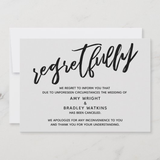 Light Gray Bedrettotal Hochzeitskarte Einladung (Vorderseite)