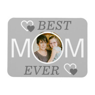 Light Gray Beste Mama Ever Personalisiertes Foto Magnet