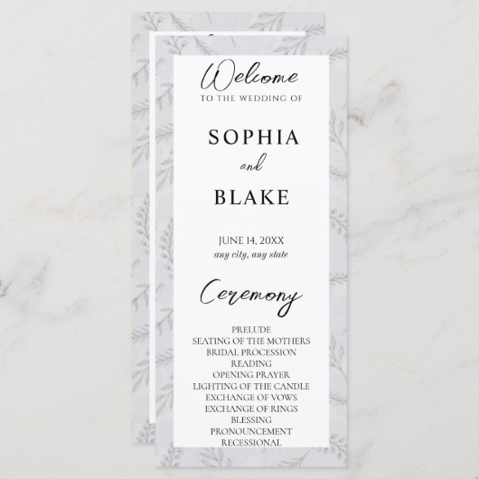 Light Gray Blätter and Foliage Wedage Program (Vorne/Hinten)