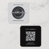 Light gray camera lens photography quadratische visitenkarte (Vorne/Hinten)