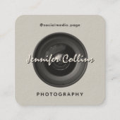 Light gray camera lens photography quadratische visitenkarte (Vorderseite)