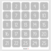Light Gray Customizable Square Number Stickers  Aufkleber (Blatt)