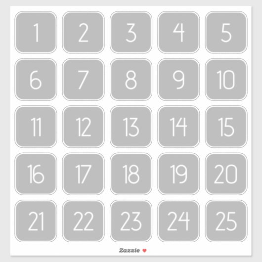 Light Gray Customizable Square Number Stickers  Aufkleber (Blatt)