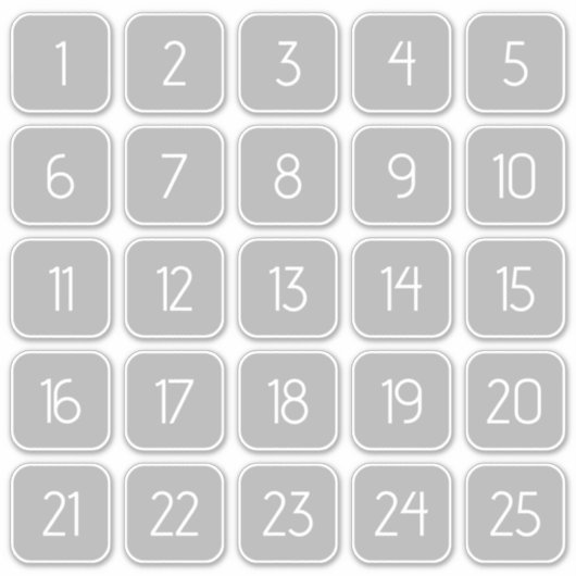 Light Gray Customizable Square Number Stickers  Aufkleber (Vorderseite)