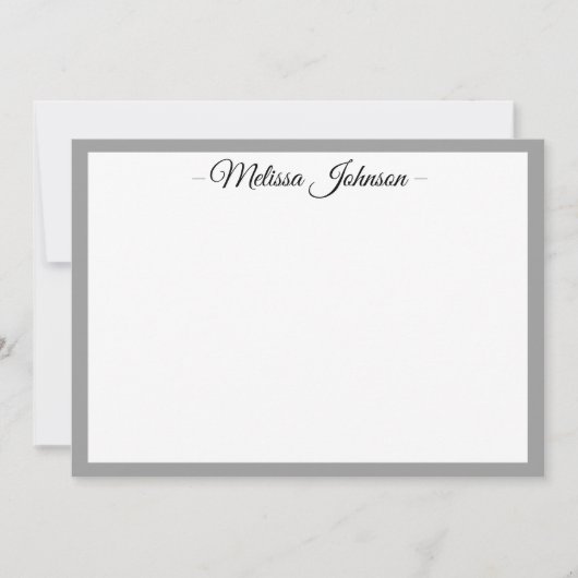 Light Gray Damask Personalisiert Mitteilungskarte (Vorderseite)