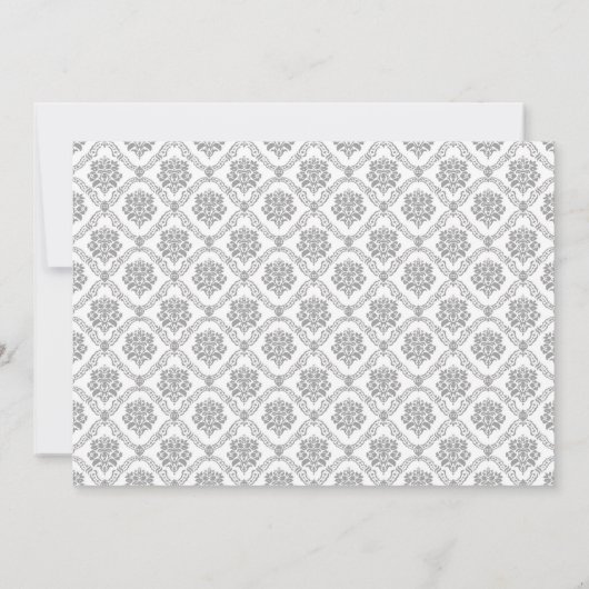 Light Gray Damask Personalisiert Mitteilungskarte (Rückseite)