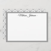 Light Gray Damask Personalisiert Mitteilungskarte (Vorne/Hinten)