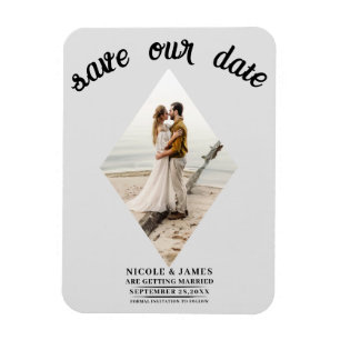 Light Gray Diamond Foto Wedding Save the Date Magnet