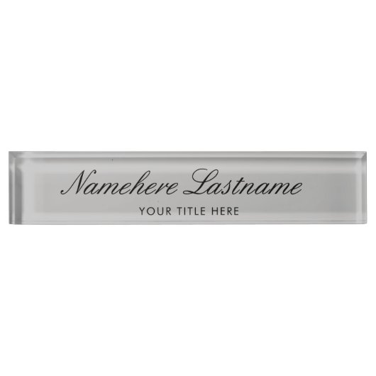 Light Gray Elegante Script Einfache Minimalistisch Namensplakette (Vorderseite)