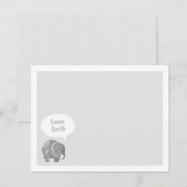 Light Gray Elephant Kids Personal Stationery Einladung