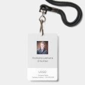 Light Gray Employee ID Abzeichen mit Barcode Ausweis (Vorderseite mit Lanyard)