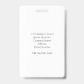 Light Gray Employee ID Abzeichen mit Barcode Ausweis (Rückseite)