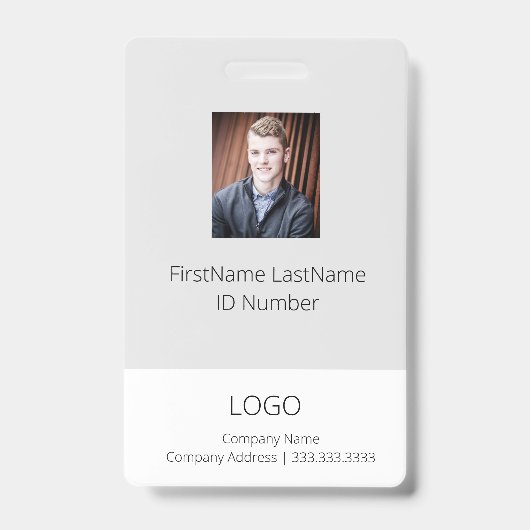 Light Gray Employee ID Abzeichen mit Barcode Ausweis (Vorderseite)