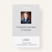 Light Gray Employee ID Abzeichen mit Barcode Ausweis (Vorderseite)