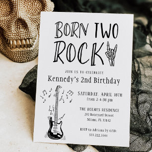 Light Gray Geboren Two Rock Gitarre 2. Geburtstag Einladung