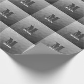 Light gray geometric mesh pattern Monogram Geschenkpapier (Ecke)