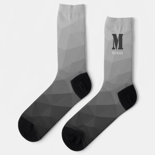 Light gray geometric mesh pattern Monogram Socken (Linkes Detail)