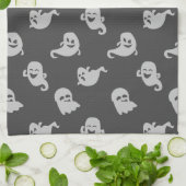 Light Gray Ghosts Dark Gray Halloween Geschirrtuch (Gefaltet)