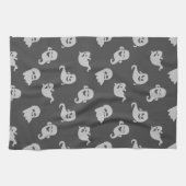 Light Gray Ghosts Dark Gray Halloween Geschirrtuch (Horizontal)