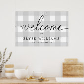 Light Gray Gingham Welcome Sign Poster (Küche)