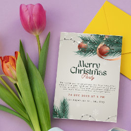 Light Gray & Green Weihnachts-Party Einladung