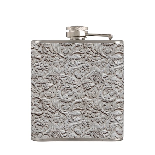 Light Gray Imitats Toolted Leather Vinyl Flachmann (Rückseite)