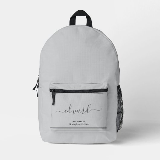 Light Gray Individuelle Name Bedruckter Rucksack (Vorderseite)